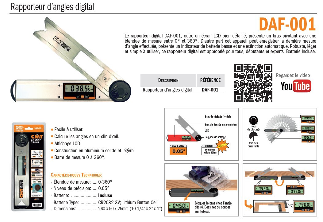 rapporteur/indicateur d'angles digital